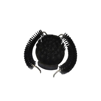 Ergonomic black coffee machine cleaning brush with spherical scrubber, curved brushes, and twisted metal handles by decorbites coffee machine