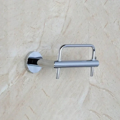 Chrome-finished euro silver bathroom paper holder with sleek modern design and dual-rod support by decorbites euro silver