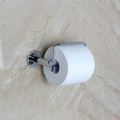 Chrome-finished euro silver bathroom paper holder with sleek modern design holding a standard white roll by decorbites euro silver