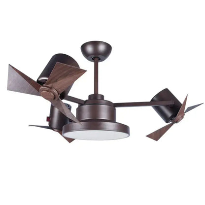 European bronze ceiling fan lamp with three wooden blades and integrated lighting fixtures for bedroom use