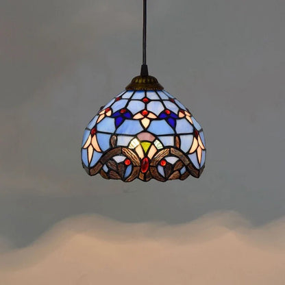 European Stained Glass Pendant Light, 20cm - Decorbites