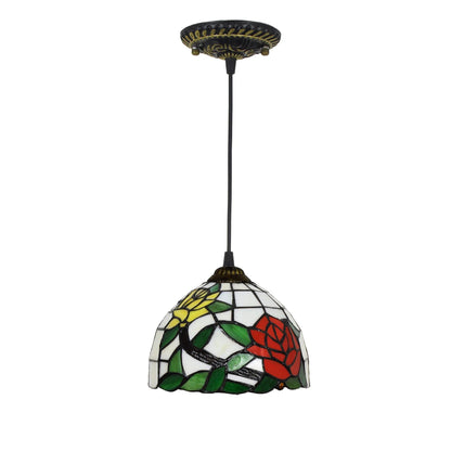 European Stained Glass Pendant Light, 20cm - Decorbites