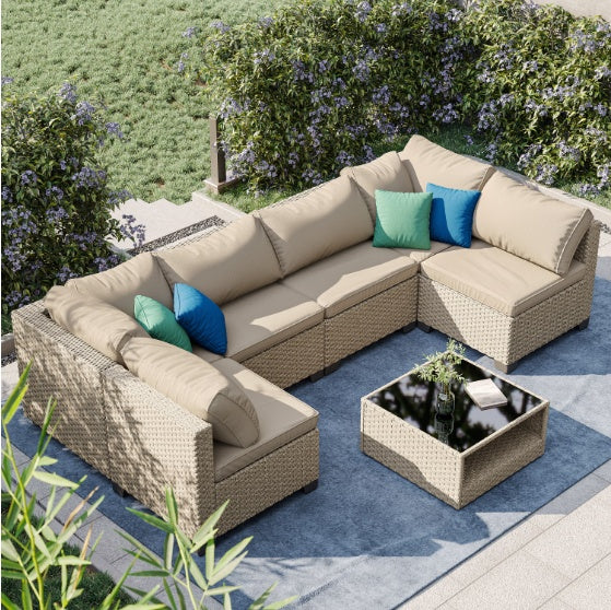 7-teiliges Patio-Sofa-Möbelset
