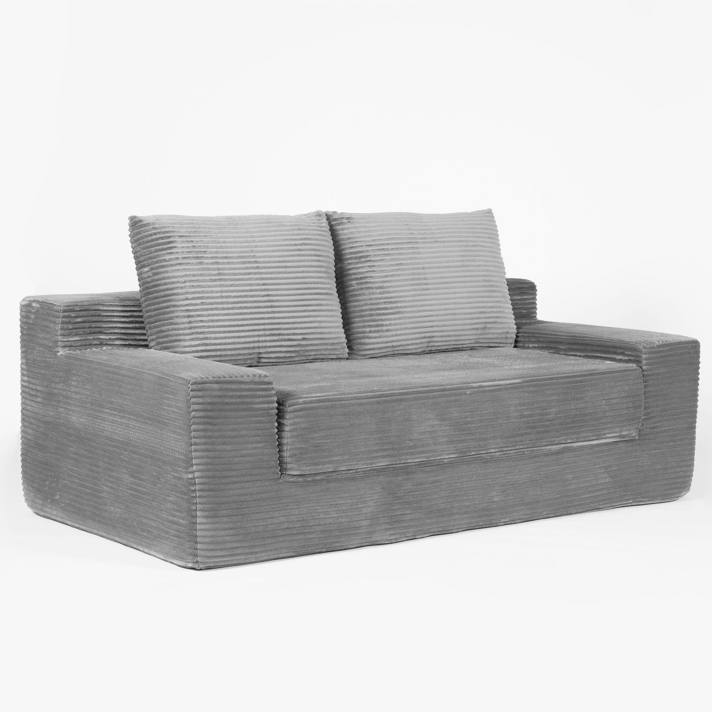 Zweisitzer-Sofa, Bequemes Sofa-Bett mit tiefer Sitzfläche, Modernes kleines Cord-Sofa für Wohnzimmer und Schlafzimmer, Umkehrbares Kissen mit Kissen, Keine Montage erforderlich, Dunkelgrau