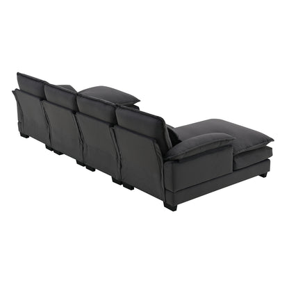 New Modern U-shaped Sectional Sofa, 6-Seat With Waist Pillows 109.8 55.9