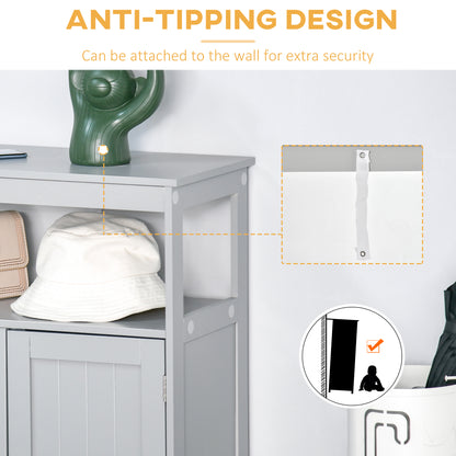 Freistehender moderner Badezimmerschrank, mit Türen und offenem Regal, Badezimmer-Organizer-Möbel, Grau