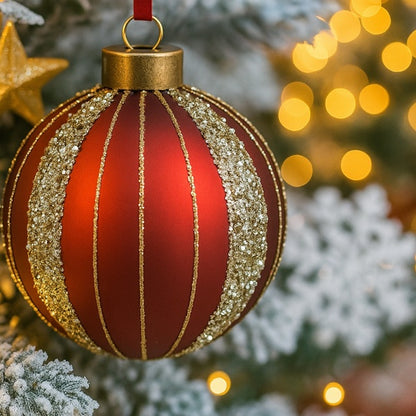 4-teiliges Set aus 4,7-Zoll-Weihnachtskugeln aus Glas, festliche Baumschmuck-Dekorationen, Dekorationsbedarf für Partys, Versand durch FBA, Verkauf auf der Temu-Plattform verboten