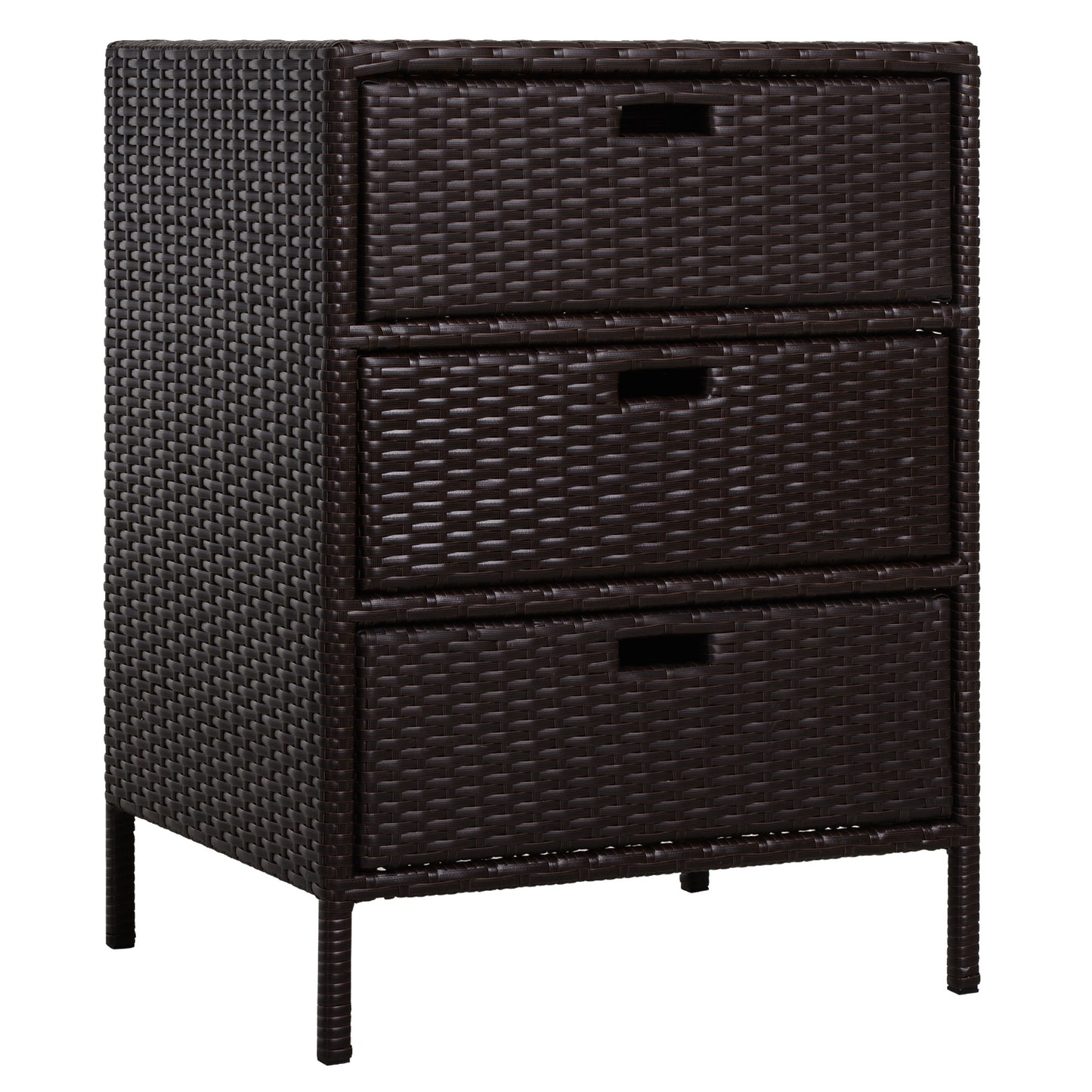 32 Poolside-Rattan-Geflecht-Terrassen-Organizer-Speicherschrank mit 3 großen Schubladen Wetterbeständige Materialien
