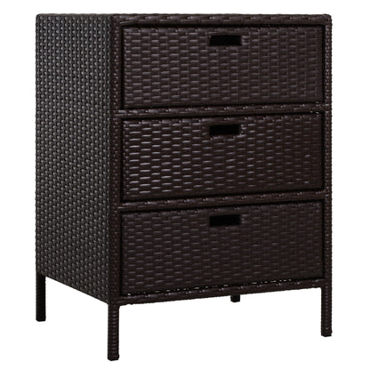 32 Poolside-Rattan-Geflecht-Terrassen-Organizer-Speicherschrank mit 3 großen Schubladen Wetterbeständige Materialien