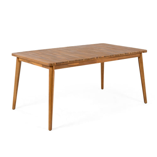 Akazienholz-Esstisch für 6 Personen, Outdoor-Tisch, Bauernhaus-Möbel für Terrasse, Garten, Hinterhof, Teak 180 LBS Tragfähigkeit 63L