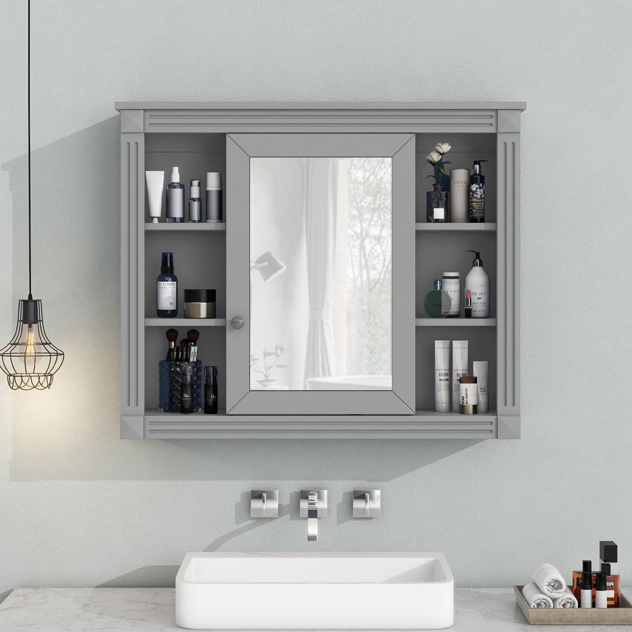 Wandmontierter Badezimmerschrank Badezimmer-Wandregal mit Spiegel