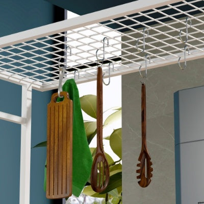 Kücheninsel mit Stauraum, Frühstückstheke mit klappbarem umklappbarem Panel, Große Stauraum-Schrankschäume und Schubladen, Großer Couchtisch mit Haken, Weiß