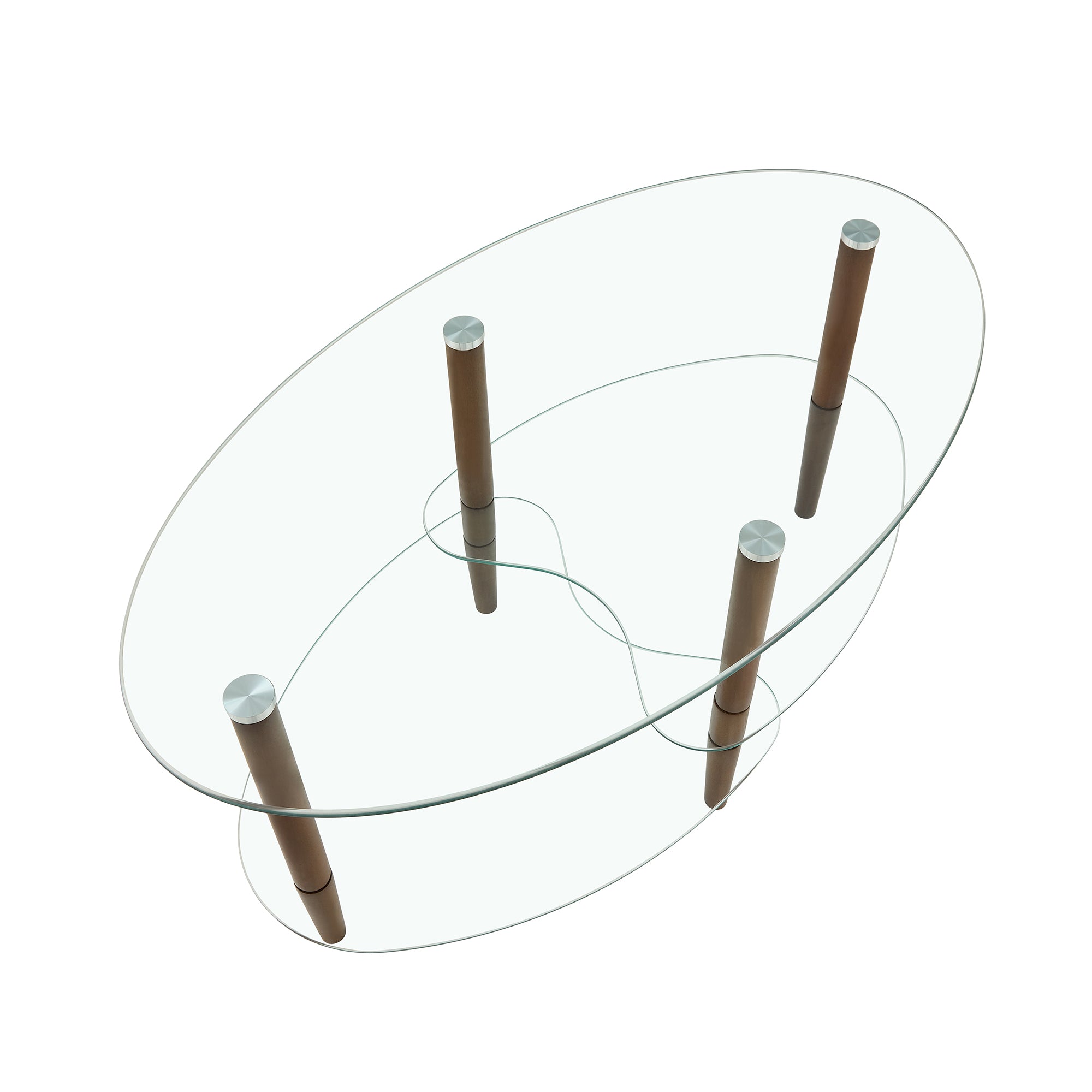 Glass Oval Coffee Table Transparent Classic Oak