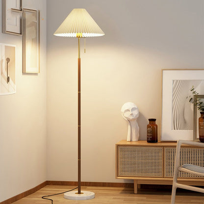 Retro Leichtluxus Holzmaserung Einfache Falten Stehlampe Schlafzimmer Nachttisch Sofa Arbeitszimmer Stehlampe