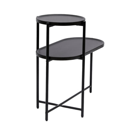 Runder Couchtisch mit Stauraumtablett 2-stufiges ovales Beistelltisch Holz kleiner Beistelltisch für das Wohnzimmer