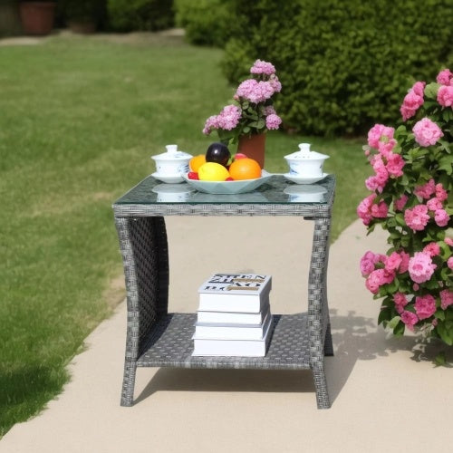 Außenterrassen-Möbel 1 Couchtisch mit klarem Temperglas