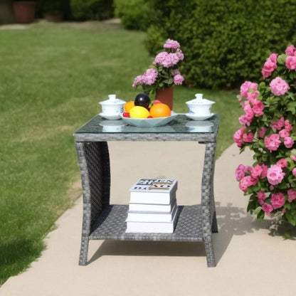 Außenterrassen-Möbel 1 Couchtisch mit klarem Temperglas