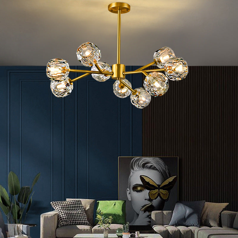 Nordische Kronleuchter Moderner Einfacher Kristall Ganz Kupfer Licht Luxus Lampe