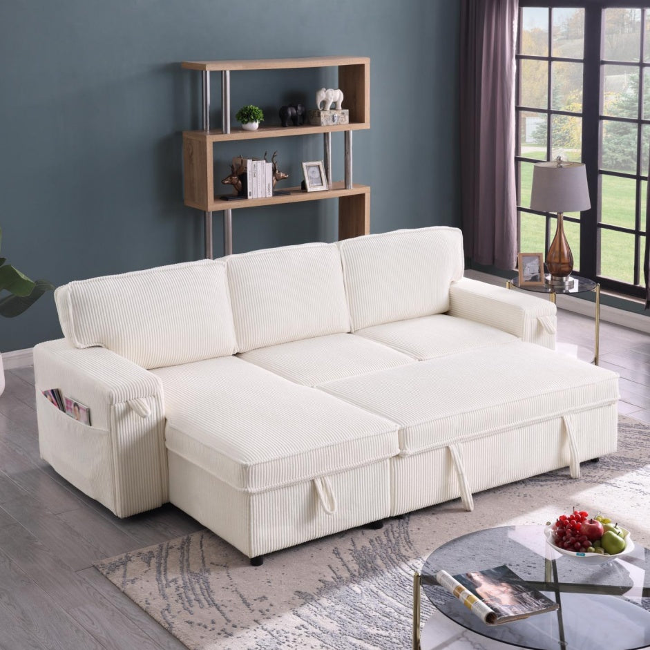 Beige Chenille Sectional Sofa