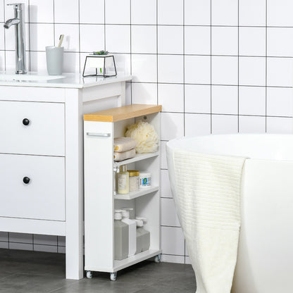 Schmaler Badezimmerschrank mit Rollen Stauraumorganizer und Regalen für kleine Räume