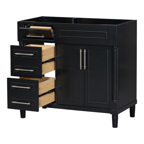 36'' Bathroom Vanity Without Sink, Freestanding Bathroom Storage Cabinet With 2 Drawers And A Tip-out Drawer, Solid Wood Frame Vanity Only, Height Adjustable Shelf