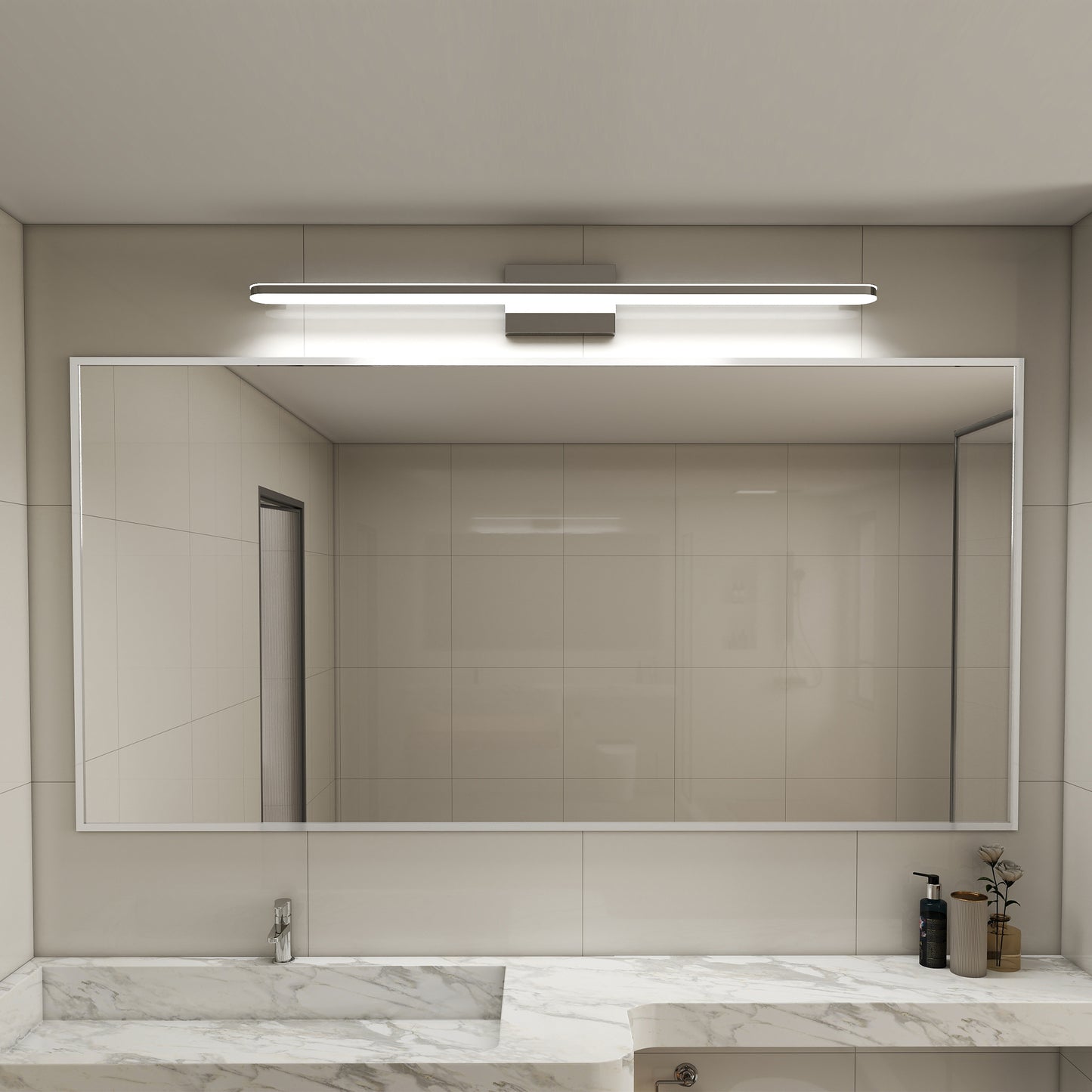 Moderne LED-Spiegelbeleuchtungen für das Badezimmer 39 Zoll 24 W Tageslichtweiß Chrom Leuchten Badezimmerleuchten über dem Spiegel Spiegelbeleuchtungsarmaturen Spiegelbeleuchtung