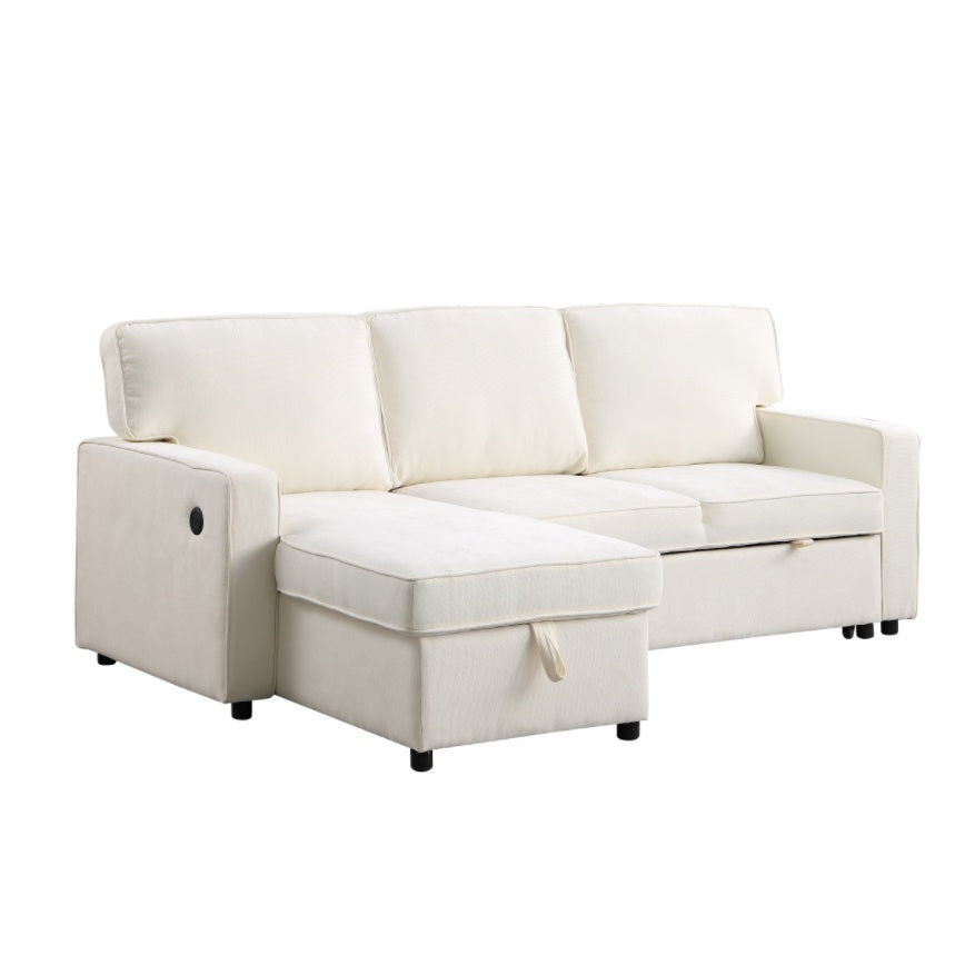 Beige Chenille Sleeper Sofa