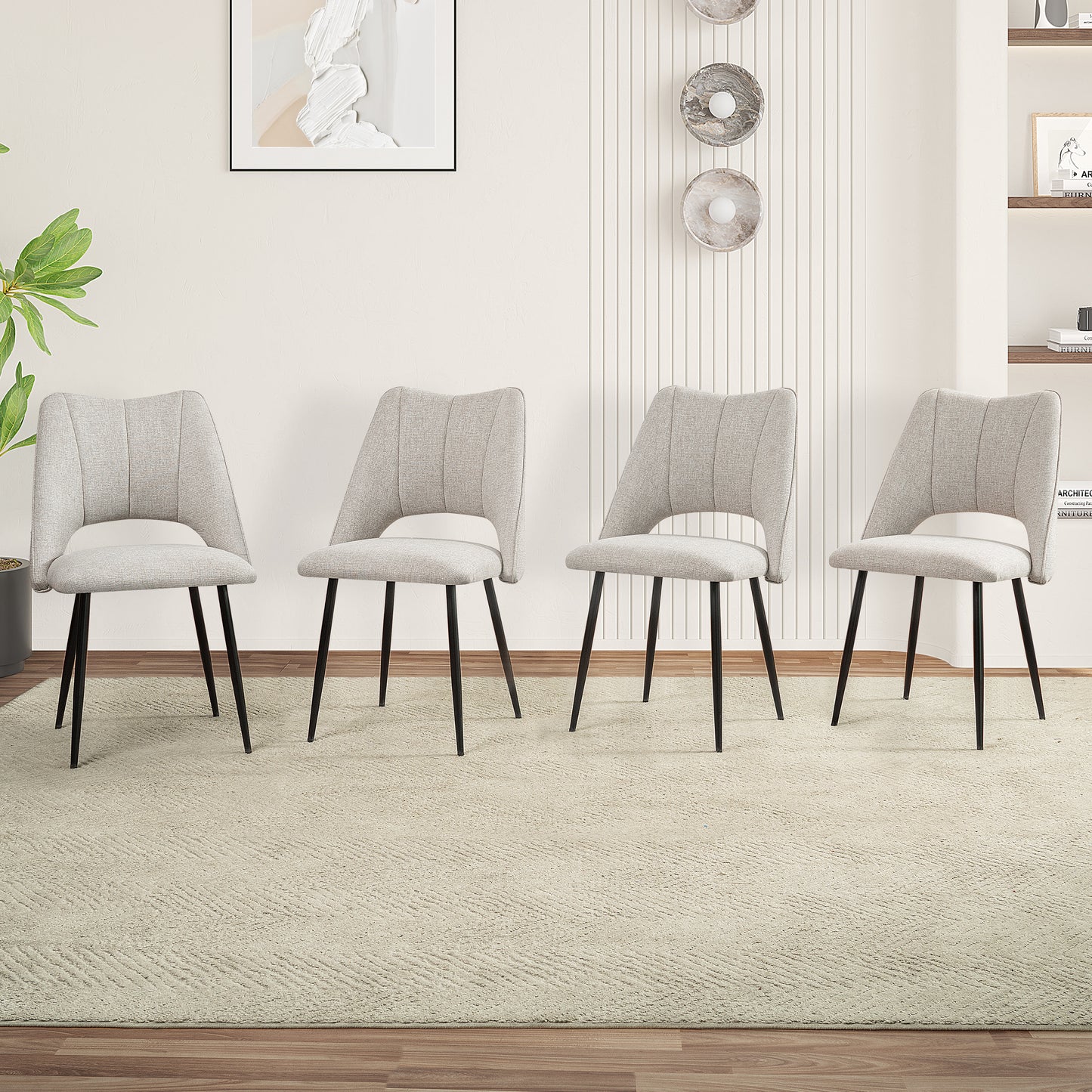 4-Stuhl-Set Kombination, modern und schlicht, mit hoch belastbarem Füllmaterial, Metallbeine, verstellbare Füße, geeignet für Küchen und Esszimmer, Beige