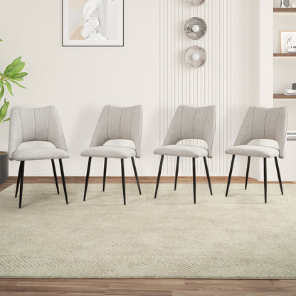 4-Stuhl-Set Kombination, modern und schlicht, mit hoch belastbarem Füllmaterial, Metallbeine, verstellbare Füße, geeignet für Küchen und Esszimmer, Beige