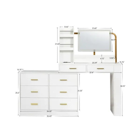 Moderne weiße 8-Schubladen-Kommode für das Schlafzimmer – Geräumige Aufbewahrung Breite Schubladenschrank, robust und sicher