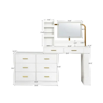 Moderne weiße 8-Schubladen-Kommode für das Schlafzimmer – Geräumige Aufbewahrung Breite Schubladenschrank, robust und sicher