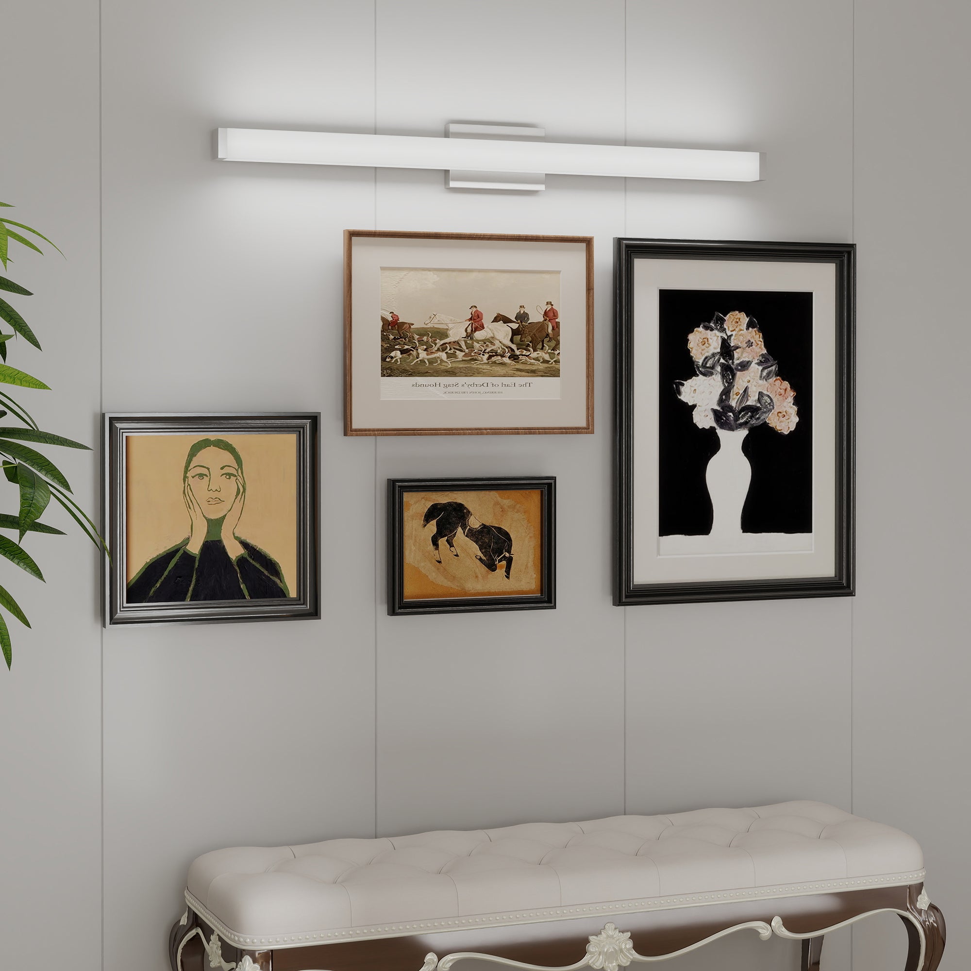 Badezimmer-Spiegelleuchte aus gebürstetem Nickel, quadratisch, LED, 41 Zoll, 24 W, 6000 K, kühles weißes Licht, Wandleuchte über dem Spiegel - Gebürstetes Nickel, 41 Zoll