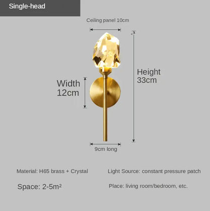 Gold-toned faceted crystal gold led wall sconce decorbites crystal gold for bedroom and living room decor