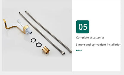 Gold and silver-toned brass single hole faucet installation kit with flexible hoses rubber o-rings for luxury bathroom taps housing material