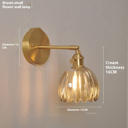 Retro Kupferglas Bernstein Kleines Blumen Einzelkopf Schlafzimmer Einfacher Kronleuchter
