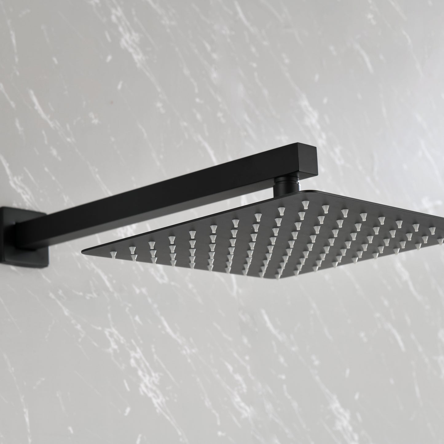 Messing Dusche Armatur in Mattschwarz mit Duschsystem, 10-Zoll-Duschkopf und Handbrause Badezimmer-Kombination