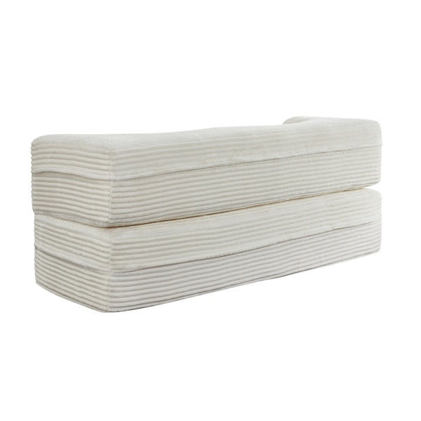 Moderne Boden-Sofa mit 2 Kissen, umklappbares Plüsch-Cord-Sofa-Bett, Vollgröße faltbares Matratze für das Wohnzimmer, Gästebett, keine Montage erforderlich, Beige