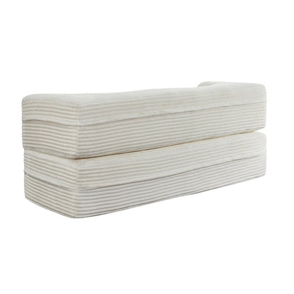 Moderne Boden-Sofa mit 2 Kissen, umklappbares Plüsch-Cord-Sofa-Bett, Vollgröße faltbares Matratze für das Wohnzimmer, Gästebett, keine Montage erforderlich, Beige