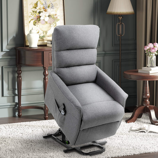 Stromunterstützter Hebesessel für Senioren, Leinenstoff, Fernbedienung, elektrisches Sofa, Grau