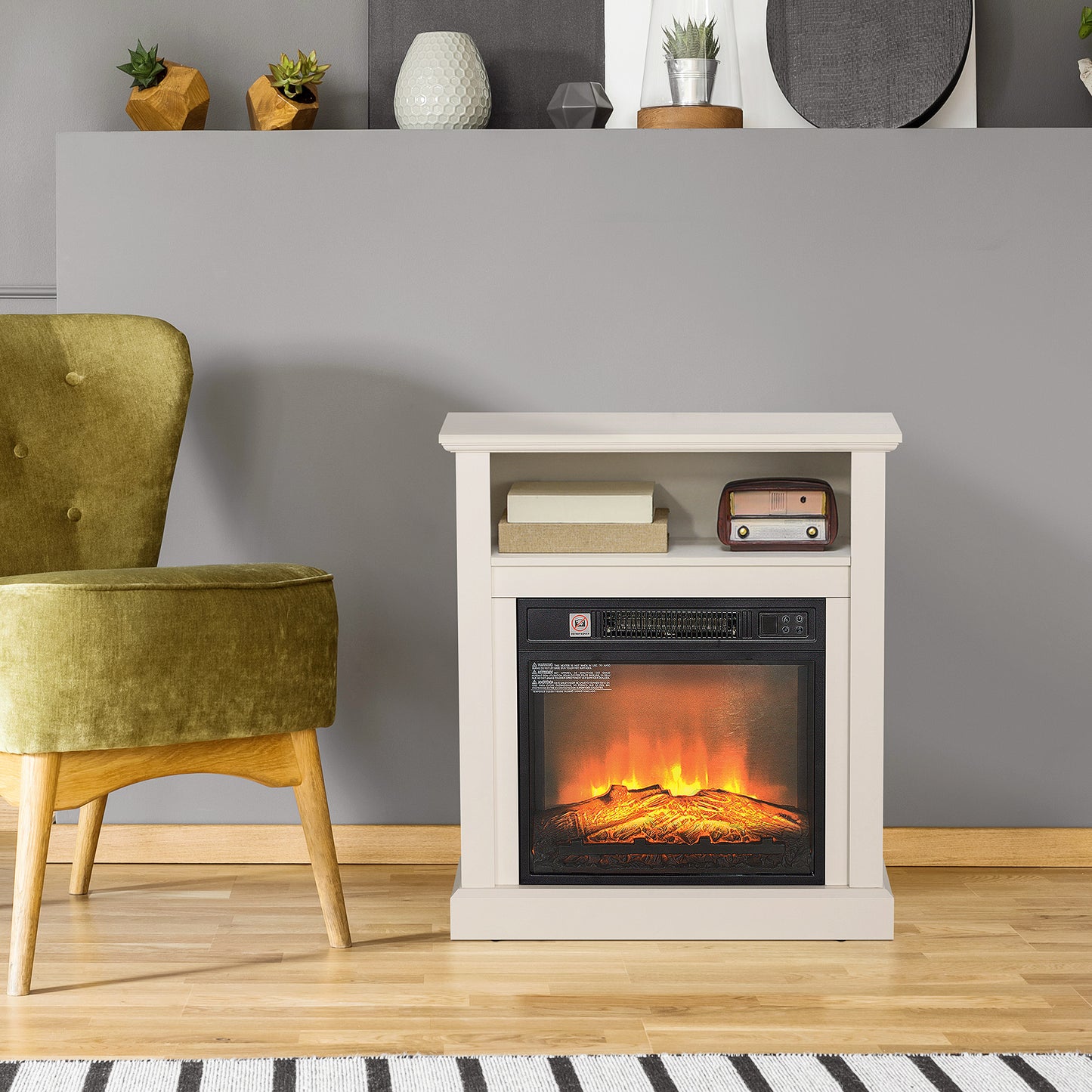 27" freistehender elektrischer Kamin mit Sims