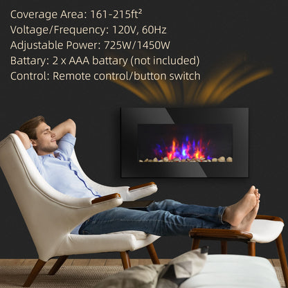 28,5" 1450W elektrischer wandmontierter Kamin mit Flammeneffekt