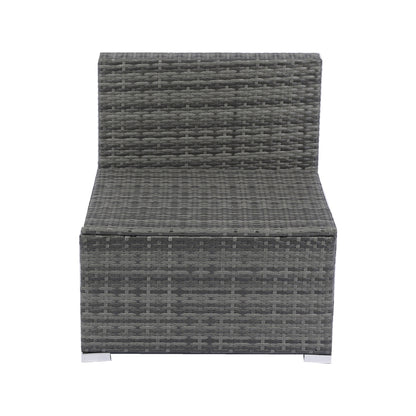 7-teiliges Terrassen-Set mit ausziehbarem Sonnendach Korbgeflecht-Rattan-Sofagarnitur