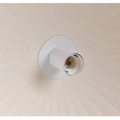 White ceramic pendant light socket with metallic rim and threaded base for felt pendant light acoustic office