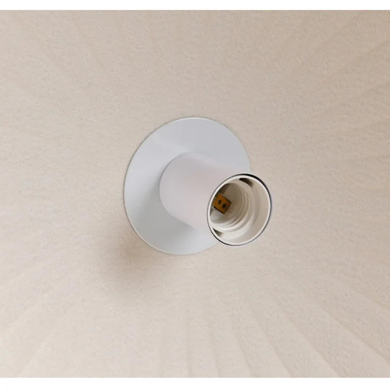 White ceramic pendant light socket with metallic rim and threaded base for felt pendant light acoustic office