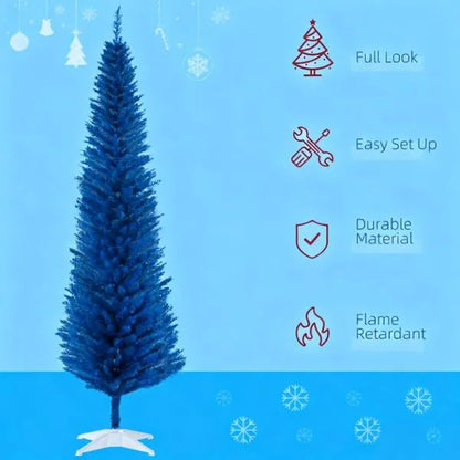 Bleistift-Weihnachtsbaum, Dekorierter Weihnachtsbaum mit realistischen Astspitzen und Kunststoffständer