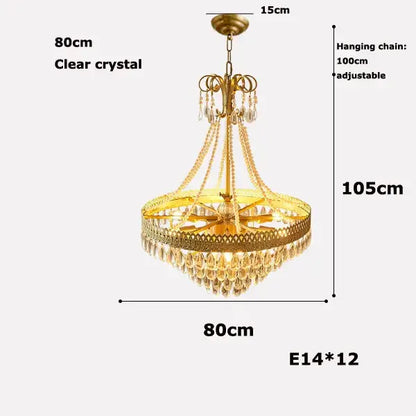 Filigree gold crystal led ceiling chandelier with clear crystal droplets and decorative circular frame for dining room decorbites crystal led
