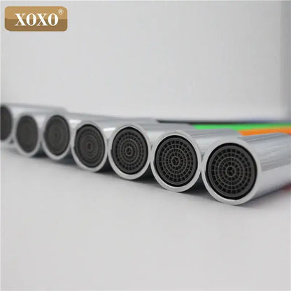 Silver xoxo faucet aerators with black mesh filters for flexible red silica gel nose kitchen faucet with chrome handle