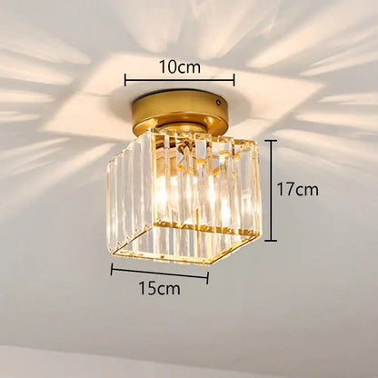 Floral gold glass crystal led ceiling chandelier with square gold finish and clear crystal prisms for living room