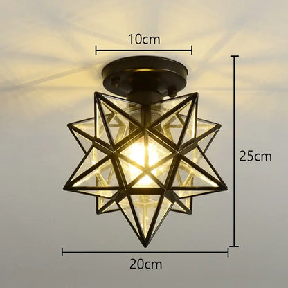 Floral gold glass crystal led ceiling chandelier with warm-toned geometric star shape and black metal frame for living room
