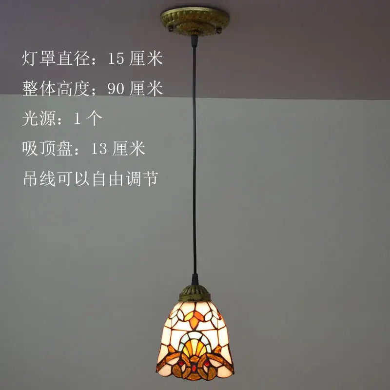 Vintage-style floral stained glass baroque tiffany pendant light with amber and cream hues for dining room decorbites baroque tiffany